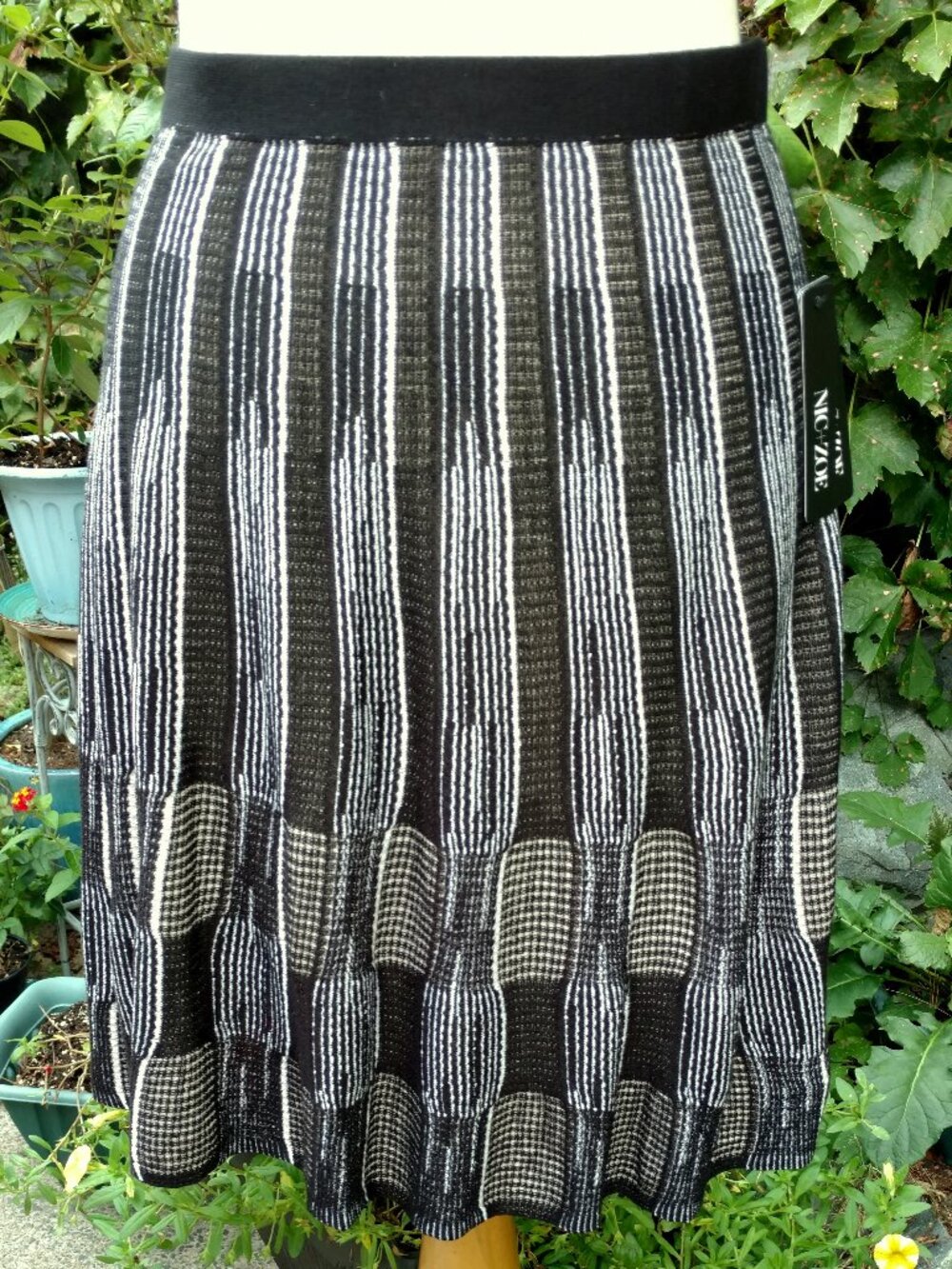 NIC+ZOE reversible blk/tan-cream/tan skirt NWT